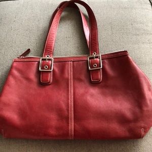 Coach Red Leather Legacy Zip Tote